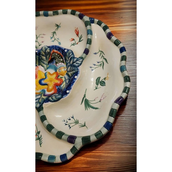 Fitz and Floyd Essentials Starfish, Ocean Divided Platter Serving Dish Koi - Picture 2 of 10